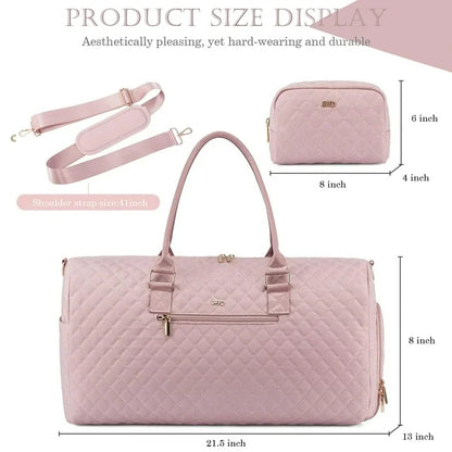 YOMYM Travel Duffle Bag for Travel Weekender Bag with Shoe Compartment Carry On Overnight Bag for Women with Toiletry Bag