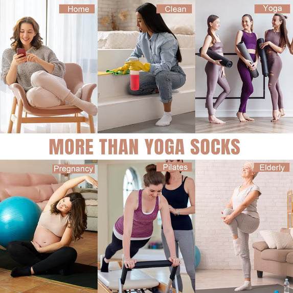 YOMYM Grip Pilates Socks for Women, Yoga Socks with Grip for Barre Workout Hospital Long Scrunch Slipper Socks