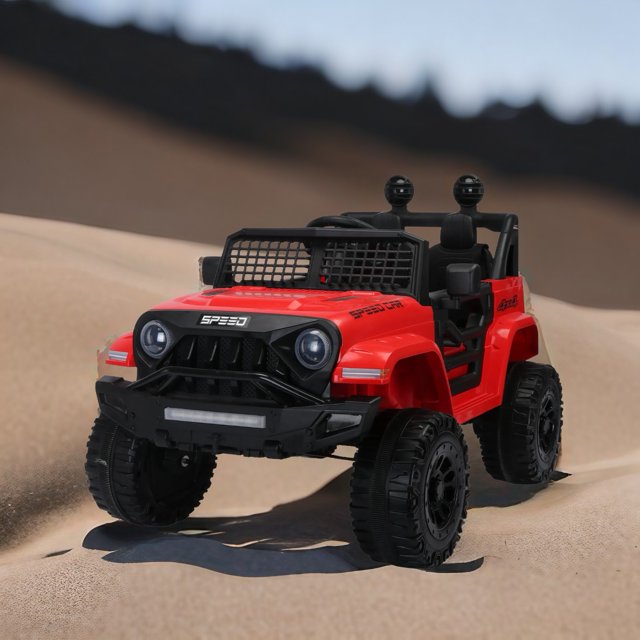 WUBEN 12V Kids Ride on Car Truck Battery Powered Electric Toy Car with Remote, Spring Suspension Red