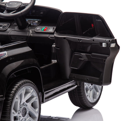 Licensed Chevrolet Silverado Truck for Kids, 12V Ride on Car with Parents Control,LED Lights,Bluetooth,Music,USB,Aged 2-6 Years,Black