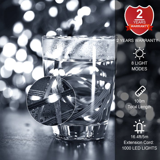 Cheelom Rope Party Decoration Lights Christmas Icicle Lights Outdoor Indoor 328 ft 1000 Led 8 Modes Timer Memory Function IP 67 Waterproof Clearance Sales