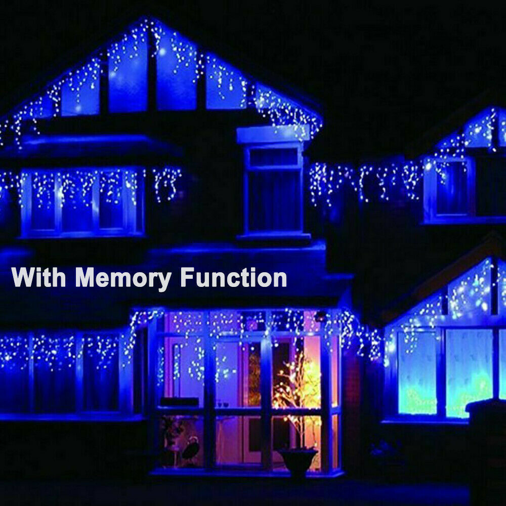 Cheelom 2023 Christmas Lights Outdoor 96 Led Blue Icicle Lights Christmas Decorations Outdoor Indoor Outdoor Wedding Party Patio Christmas Lights Clearance Sale