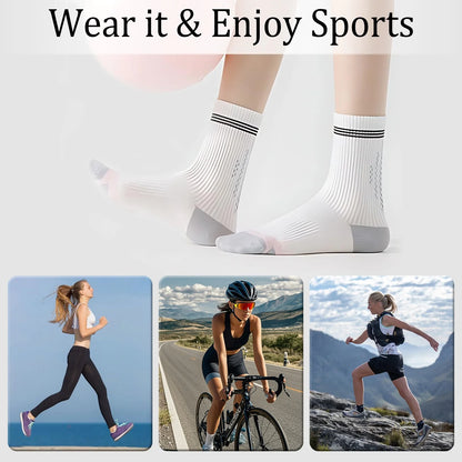 YOMYM Womens Cushioned Athletic Running Crew Socks Breathable Wicking Comfort Hiking Socks 10 Pairs