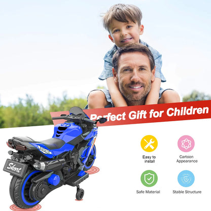 Zogymoz Motorcycle for Kids,12V Kids Motorcycle Ride on for 3-8 Years,Powered Ride-ons Toy Gift-Blue
