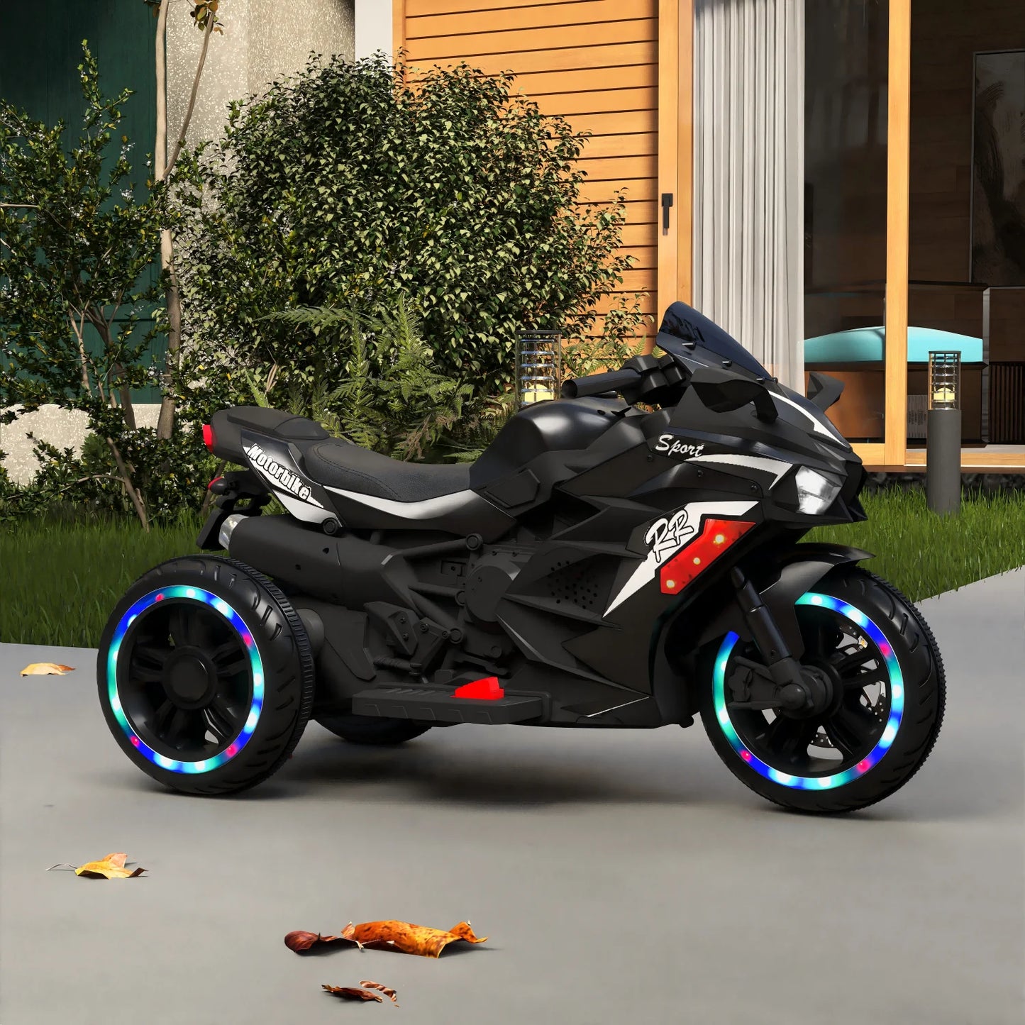 HNH 12V Ride On Motorcycle for Boy, 4Mph Battery Powered Motorcycle for Kids with LED Lights, Music, Gift for Children