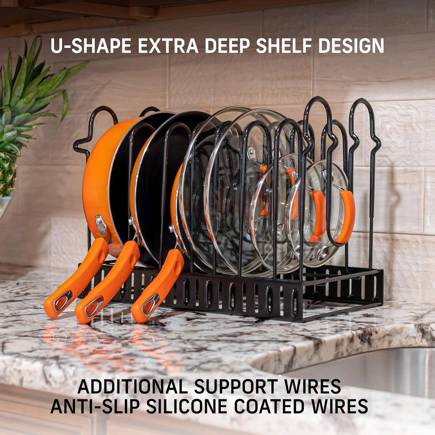 Werseon Pot Organizer Rack 8 Tiers Pots and Pans Organizer, Pot Lid Organizer for Kitchen Cabinet Cookware Organizers and Storage,Upgraded