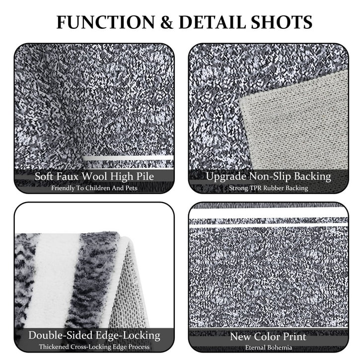 TECHVIDA Bathroom Rugs 3pcs Set,Non-Slip Ultra Soft Bath Rugs,Machine Washable,Water Absorbent,Light Gray