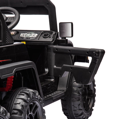 24V Ride on Large PickUp Truck Car for Kids,Ride On 4WD Toys with Remote Control,Black,3-8 years old