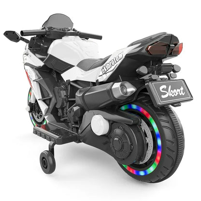 Werseon Ride on Motorcycle for Kids, 12v Battery Powered Electric Motorcycle for Girls Boys, White