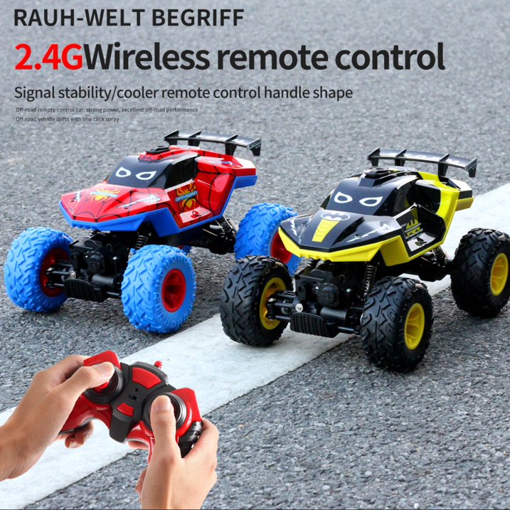 HNH 1:16 off Road RC Car, 4WD Remote Control Car, Monster Truck with Lights and Spray Function, Kids RC Vehicle Truck for Boys & Two Battery