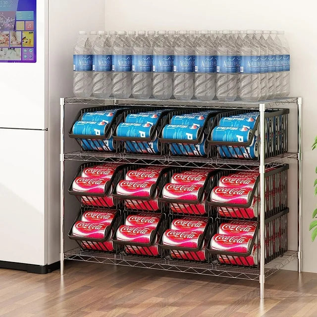 Werseon Soda Can Organizer 4 Pack Stackable Rack Dispenser, Beverage Rack Can Dispenser Organizer for Kitchen,Refrigerator