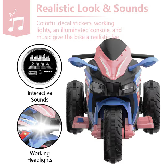 ProToys 12V Kids Motorcycle with Remote Control,Electric Motorbike Ride on Toy,Motorcycle for Kids 3-6 Years Old