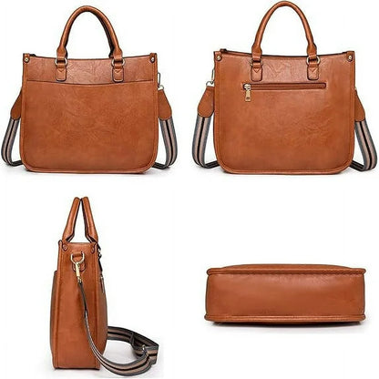HONGLONG Leather Travel Handbags for Women Crossbody Purse with Strap Zipped Pockets Handbag Shoulder Bag Brown