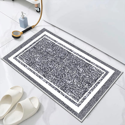 TECHVIDA Bathroom Rugs,Non-Slip Ultra Soft Bath Mat,Soft Absorbent Bathroom Rug and Bath Mat,Machine Washable,(18"x26",Gray and White)