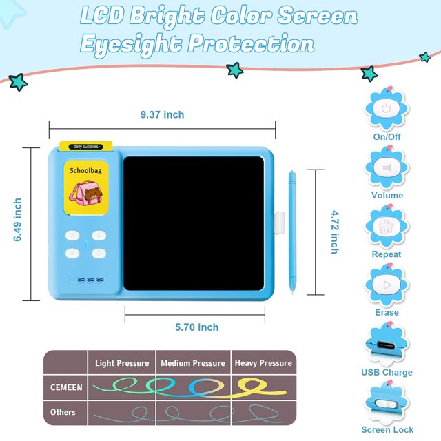 HNH 2 in 1 Talking Flash Cards with Drawing Tablet 224 Sight Words,Learning Educational Toys,Preschool Montessori Toys Birthday Gift for Kids Ages 1-7