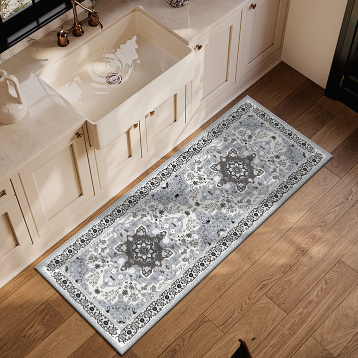 TECHVIDA Kitchen Rug Set 3 Piece,Non Slip Machine Washable Kitchen Mats,Boho Farmhouse Hallway Doormat for Home Deco