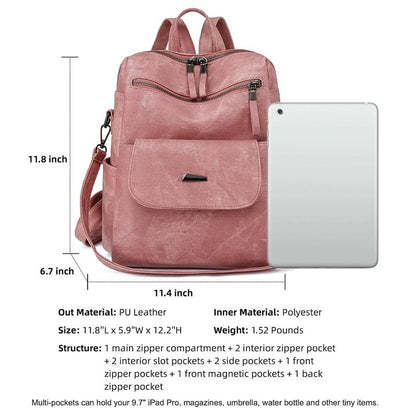 HONGLONG Women Backpack Purse PU Leather Fashion Design Backpack Fashion Shoulder Handbag,Pink