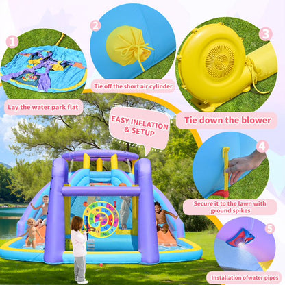 HONGLONG 8 in 1 Inflatable Bounce House with Blower for Kids,Outdoor Jumping Castle with Ball Pit for Child, Birthday Party
