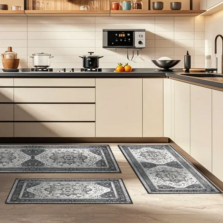 FoxHouse Kitchen Rugs 3 Piece,Washable Non Slip Runner Rug,Farmhouse Hallway Doormat for Home Decor