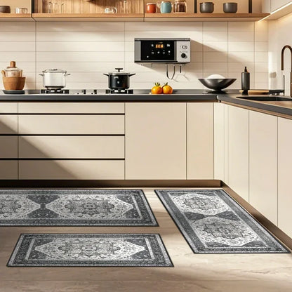 FoxHouse Kitchen Rugs 3 Piece,Washable Non Slip Runner Rug,Farmhouse Hallway Doormat for Home Decor