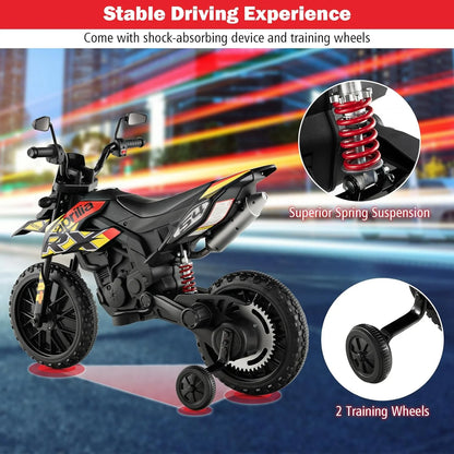 12V Ride Ons for Boys, WERSEON Mini Electric Child Dirt Bike, Battery Powered Toy Motorcycle, Kids Ride On Motorcycle for Ages 3 Years and Up, Yellow