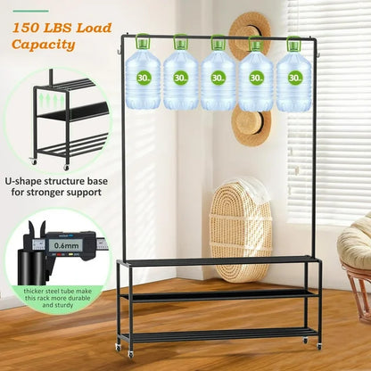 Techvida Clothes Rack Heavy Duty Clothing,Garment Rack Freestanding,Rods Garment Rack with Wheels,Multi-Functional Bedroom Clothes Rack,Black