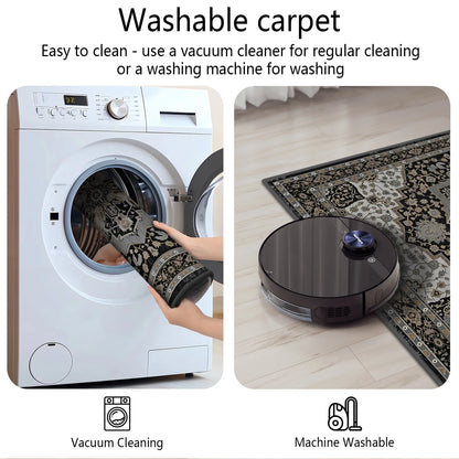 TECHVIDA Kitchen Rugs 3 Piece Set,Kitchen Mats for Floor Non-Slip Machine Washable, Boho Farmhouse Hallway Doormat for Holiday