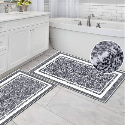 TECHVIDA Bathroom Rugs 3pcs Set,Non-Slip Ultra Soft Bath Rugs,Machine Washable,Water Absorbent,Light Gray