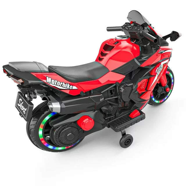 Werseon 12V Motorcycle for Kids, Electric Motorcycle with LED Lights Ride on Motorcycle, Red