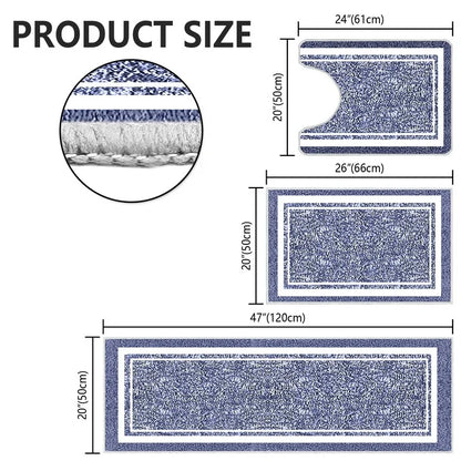 TECHVIDA Bathroom Rugs 3pcs Set,Non-Slip Ultra Soft Bath Rugs,Water Absorbent,Machine Washable,Dark Blue