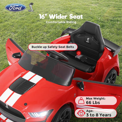 Ride on Toy Cars for Kids,12V Ford Mustang Shelby Powered Ride on Truck Car with Remote Control,Electric Vehicle Car for kids Girl Boy 3-6 w/Music,Bluetooth, LED Lights,3 Speeds,4 Wheelers,Blue