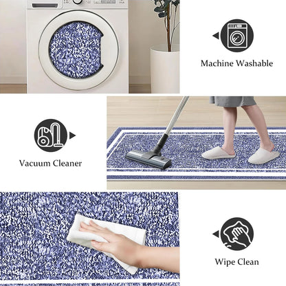 TECHVIDA Bathroom Rugs 3pcs Set,Non-Slip Ultra Soft Bath Rugs,Water Absorbent,Machine Washable,Dark Blue