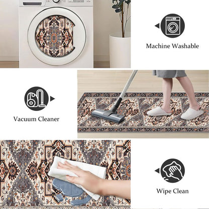 TECHVIDA 2'x8' Hallway Runner Rug Boho,Non Slip Machine Washable Rugs for Hallway Kitchen,Brownish Black