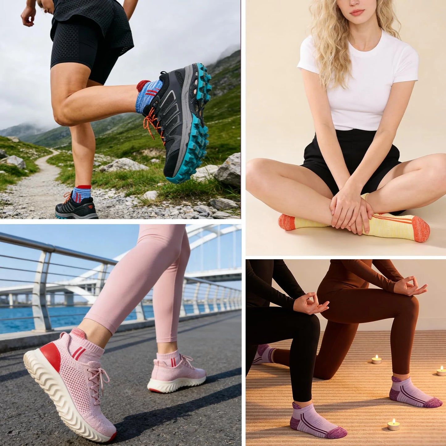 YOMYM 6 Pairs Ankle Running Hiking Socks Compression Thick Cushion Socks for Women