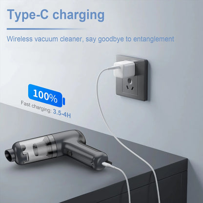 Bangben Car Vacuum Cleaner, Portable Cordless Vacuum Cleaner, Multifunctional Suction and Blow, with 5 Nozzles, Gray