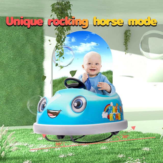 HNH 12V 3 in 1 Bumper Car for Kids,Toddlers Ride on Toys with Remote Control,Bluetooth,Music,3Mph