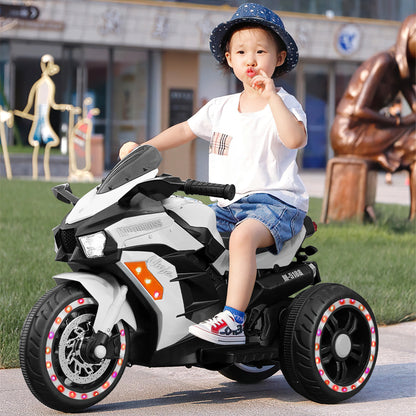 WUBEN 12v Ride on Toys Kids Motorcycle with Hand Racing Electric Dirt Bike for Child with Light Wheel White