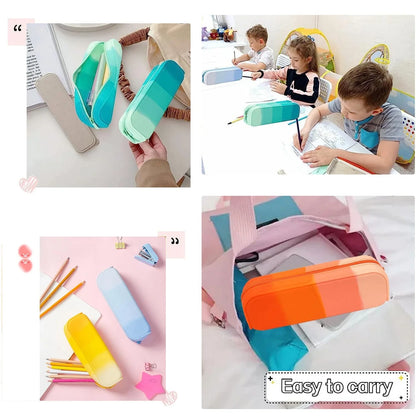 Lakecy 4Pcs Pencil Case Pencil Pouches Silicone Waterproof Pen Bag for School Office Supplies