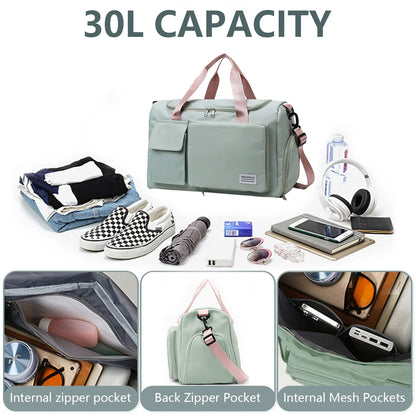 YOMYM Travel Duffle Bag Carry on Weekender Bag with Shoe Compartment Small Gym Bag for Women