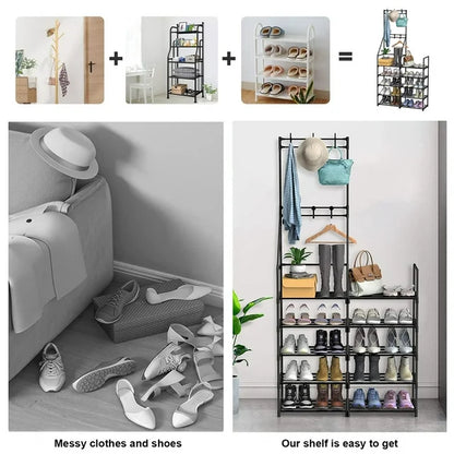 TECHVIDA 5-Tier Shoe Rack Organizer, Freestanding Coat and Shoe Rack, 25 Pairs Shoe Shelf for Entryway
