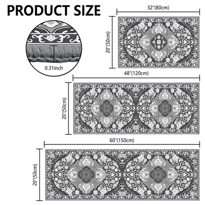 TECHVIDA Kitchen Rug Set 3 Piece,Non Slip Machine Washable Kitchen Mats,Boho Farmhouse Hallway Doormat for Home Decor