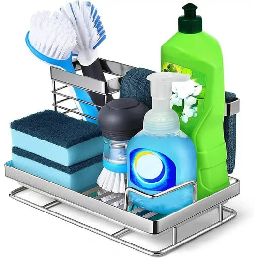 Werseon Sink Caddy, Sponge Holder with Removable Drip Tray, Kitchen Sink Organizer Basket for Sponges, Brushes
