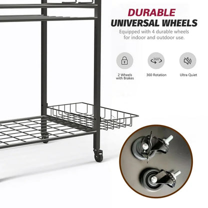 Techvida Yoga Mat Storage, Gym Equipment Storage, Cart for Organizing Workout Room, Home Gym Storage with Hooks and Wheels