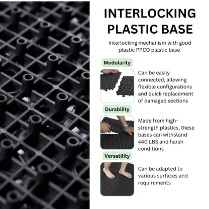 Werseon 12" x 12" Interlocking Deck Tiles, 12 PCS Plastic Waterproof Drainage Tiles Mats for Bathroom Porch Balcony Backyard, Weight Capacity Upto 440 LBS, Pebble Stone Pattern, Black