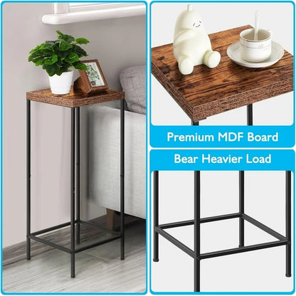 Cheelom Narrow Console Table, 2pcs,Tall Side Wooden Table, Long Hallway Sofa Side Table, Small and Slim, Living Room Table Set for Bedroom Dorm Metal