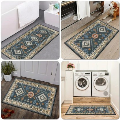TECHVIDA Boho Kitchen Rugs Sets 2 Piece with Runner Non Slip Kitchen Rugs and Mats Washable Kitchen Mats for Floor Thick Kitchen Floor Mat Carpet Runner Rugs for Hallway Laundry Holiday Decor