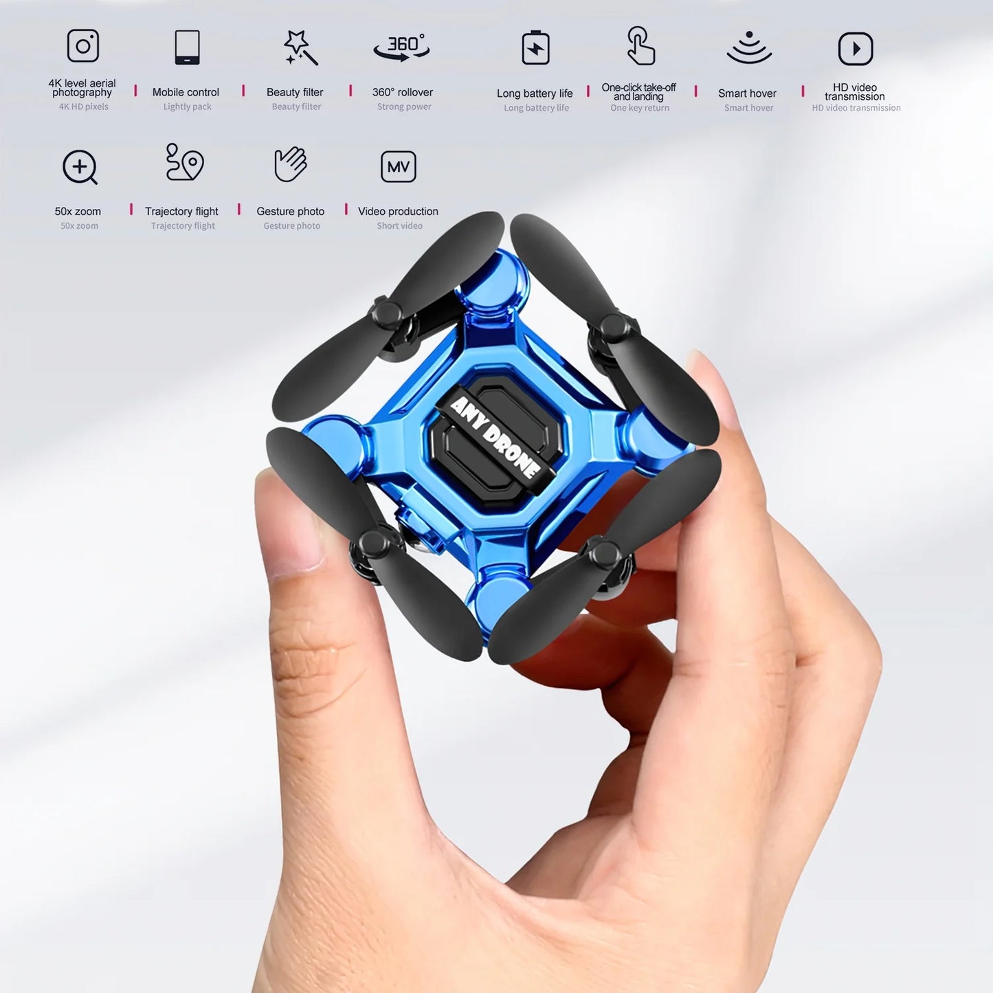 HNH RC Foldable Drone with 4K HD Camera for Kids and Adults, Beginners Portable Pocket Quadcopterwith 3D Flip,2.5 in Width