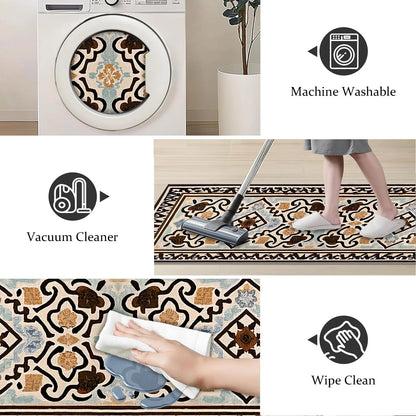 TECHVIDA 2'x6' Hallway Runner Rug Boho,Non Slip Machine Washable Rugs for Hallway Kitchen,Dark Brown
