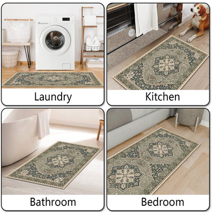 TECHVIDA Kitchen Rugs 3 Piece,Kitchen Mats for Floor, Non-Slip Machine Washable Rugs, Boho Farmhouse Hallway Doormat for Holiday