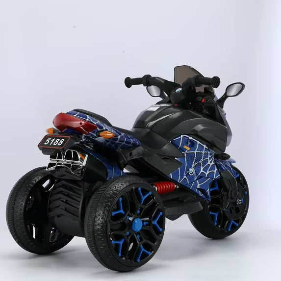 HNH Kids Motorcycle for 3-6 Year old, 3-Wheels Ride On Motorcycle, 12V Battery Powered Motorbike with PU Seat, Training Wheels/Manual Throttle/Lighting Wheels/Wireless